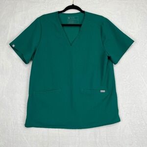FIGS Casma Three-Pocket Scrub Top Women XL Hunter Green V-Neck FW1100
